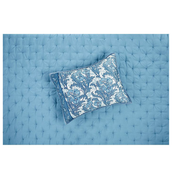 Martha Stewart Macys Nouveau Floral Blue Velvet Set of 2 King Pillow Shams - Picture 1 of 5